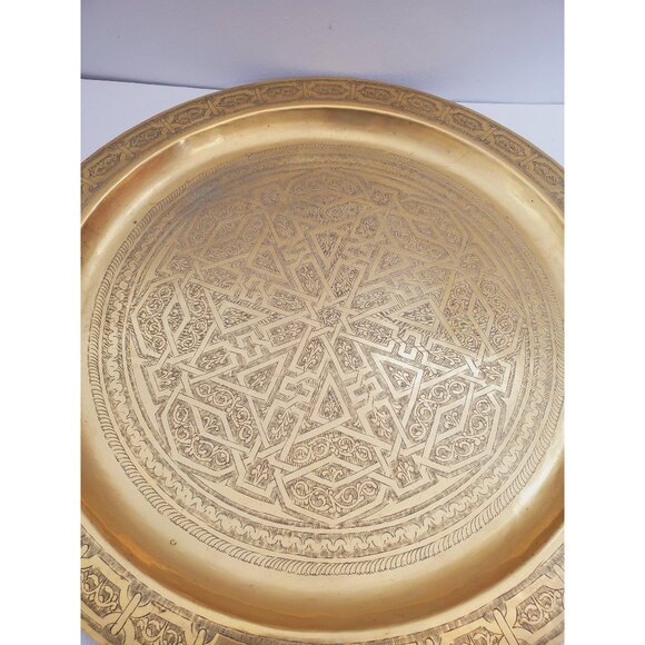 Vintage handmade brass tray for table, large tea tray, Brass handmade tray , tea - Picture 1 of 10